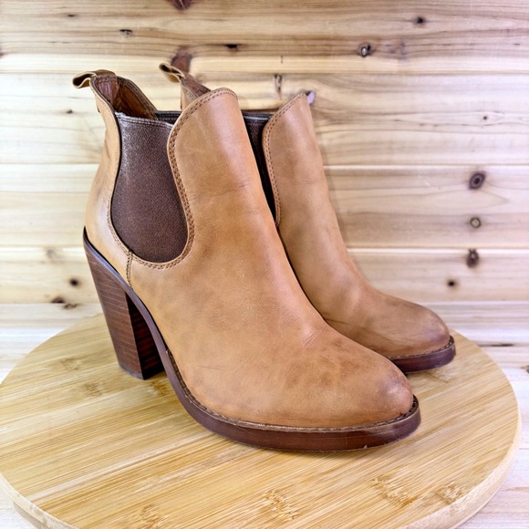 Shoemint Shoes - Shoemint Boots Womens 7.5 Spence Cognac Brown Leather Ankle Bootie